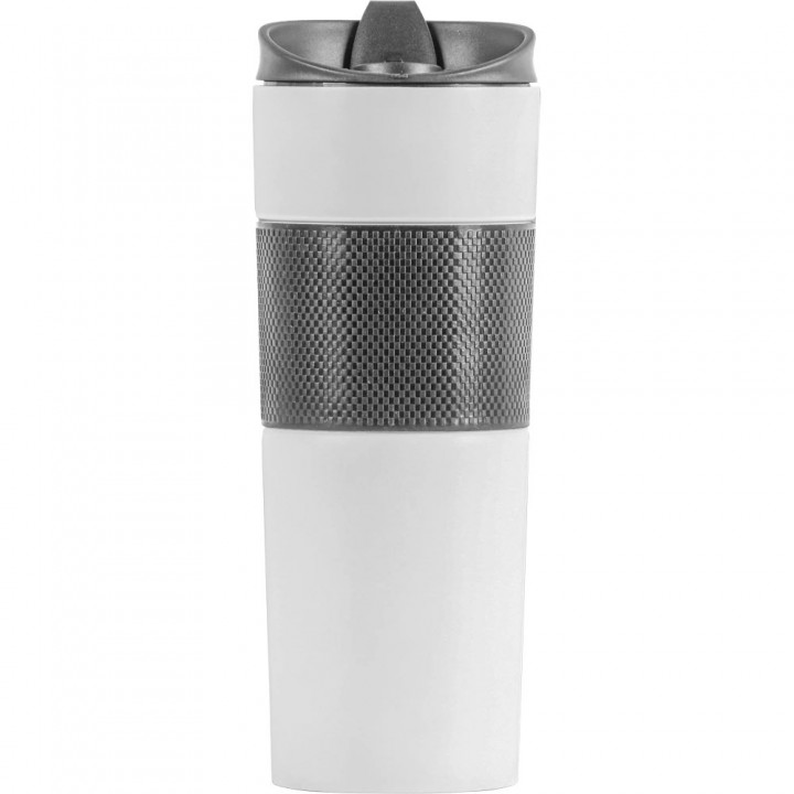 500 ml Beyaz Dokulu Kavrama Bantlı Metal Promosyon Termos